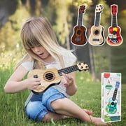 Christmas Clearance 9.92 Inch Kids' Ukulele Guitar, 4-String Plastic Musical Toy in Red, Brown, or Beige - Educational Tool for Boys and Girls to Learn Strumming and Music Basics